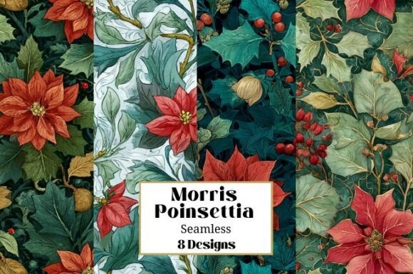 8 Wm Morris Inspired Poinsettia Patterns: Elevating Your Digital Craft Projects