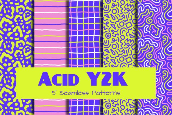 Acid Y2k Seamless Patterns Papers