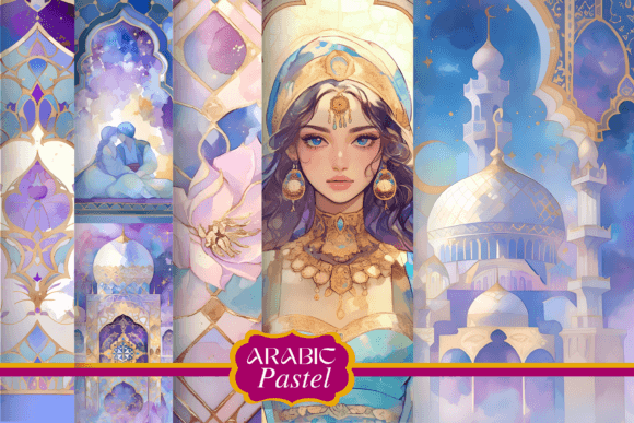 Bright Pastel Arabic Digital Papers