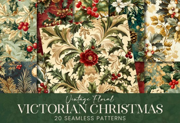 Chic Victorian Christmas Floral Patterns