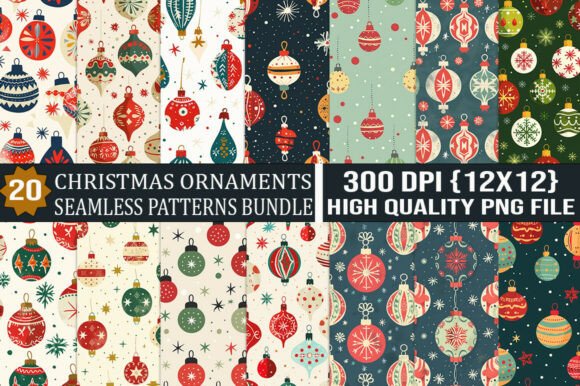 Christmas Ornaments Patterns PNG Bundle