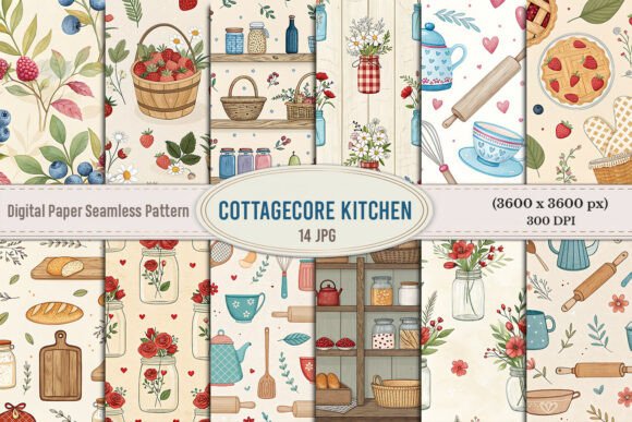 Cottagecore Kitchen Seamless Patterns: Elevate Your Crafting Projects with Rustic Charm