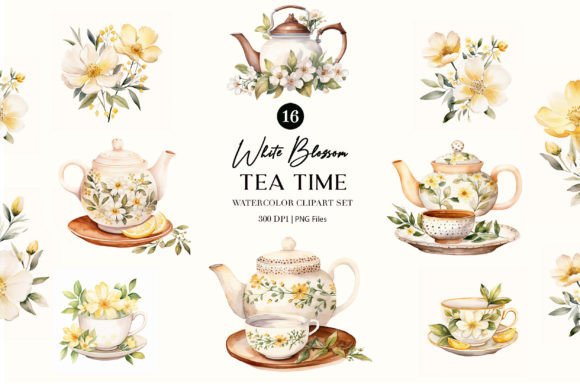 Elevating Digital Aesthetics: The Strategic Value of the Boho Floral Spring Tea Time Clipart Set