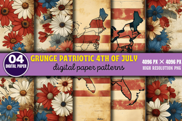 Grunge Patriotic 4th of July Patterns 7
