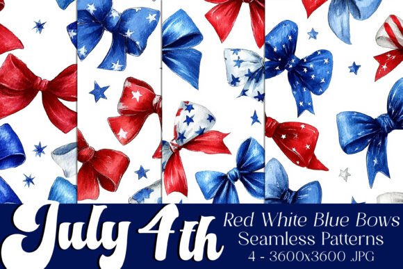 July 4th Bows Seamless Patterns, S1