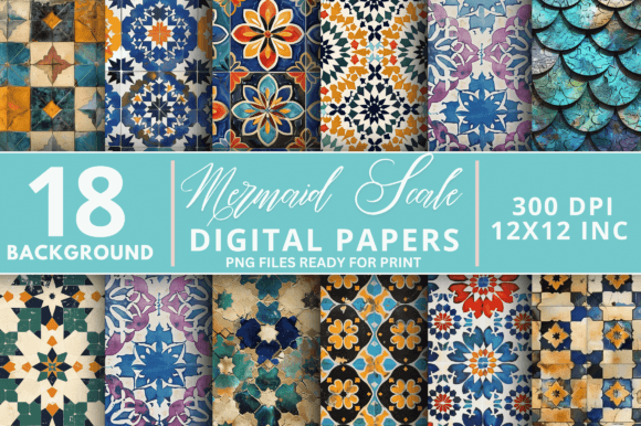 Moroccan Tiles Paper Digital Paper Bundle