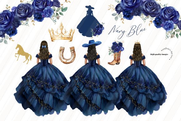 Navy Blue Charro Quinceanera Clipart for Creative Projects