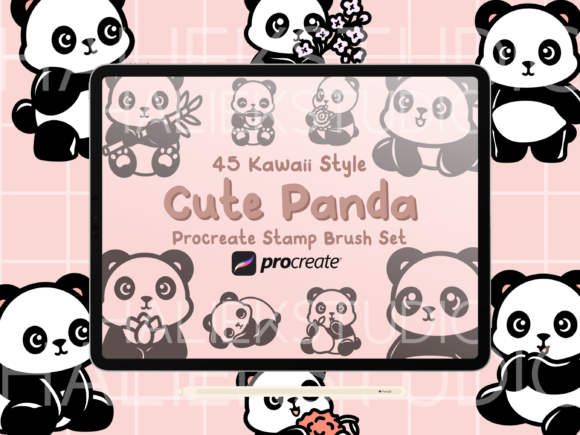 Panda Procreate Stamp Brush Set: A Kawaii Tool for Digital Creatives