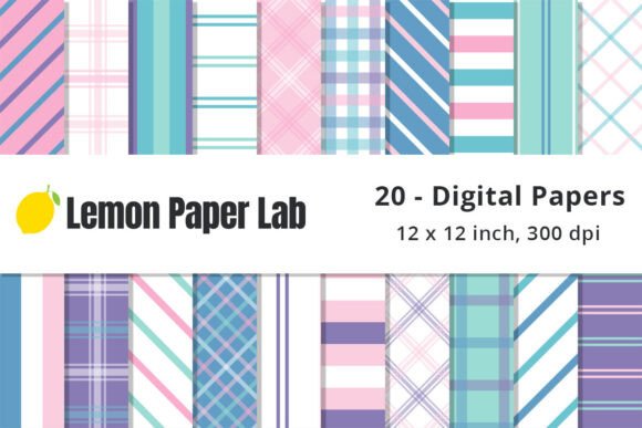 Pastel Plaid and Stripe Digital Patterns