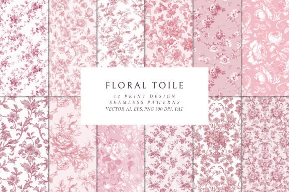 Pink Toile Print Design Patterns