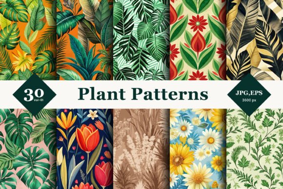 Plant Seamless Patterns 01: Integrating Lush Botanical Assets into Professional Design Workflows
