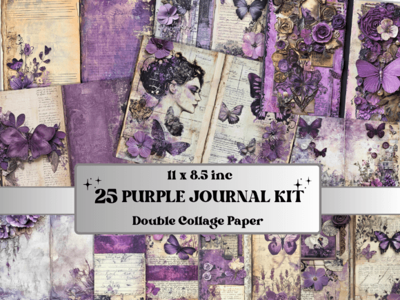 Purple Junk Journal Whimsical Paper for Creatives