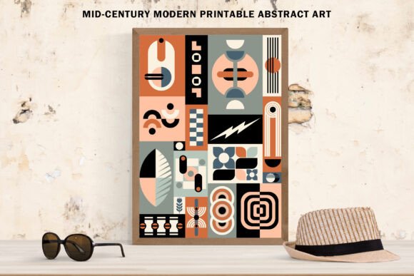 Retro Modern Abstract Geometric Art for Creative Spaces