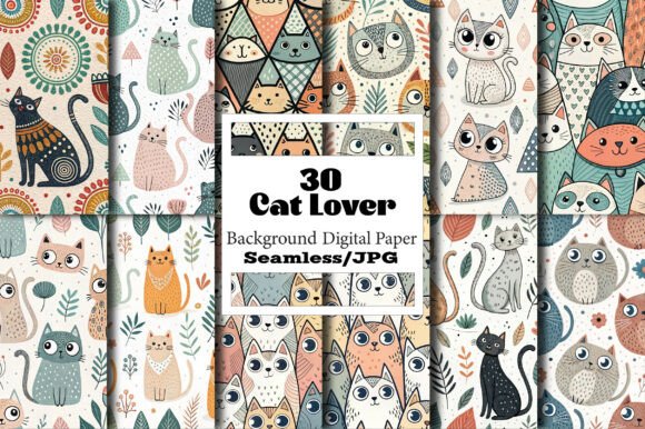 Strategic Application of Cat Lover Seamless Patterns and Doodle Cats in Digital Design