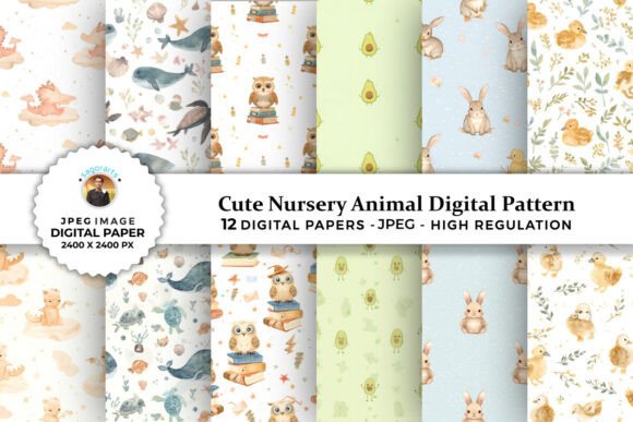 Transform Your Crafts with 12 Cute Nursery Animal Digital Patterns
