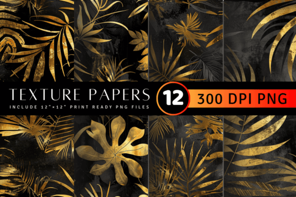 Tropical Black and Gold Texture Digital: Elevating Your Creative Projects with Seamless Elegance