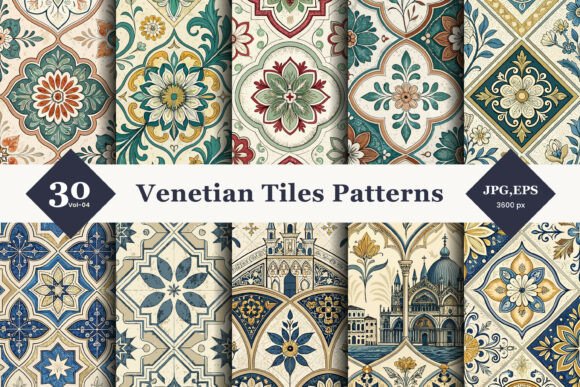 Venetian Tiles Seamless Patterns 04