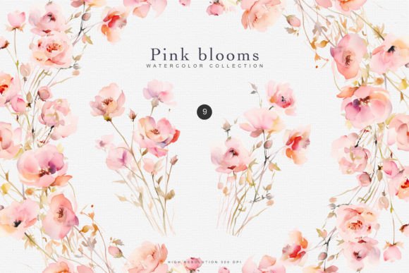 Watercolor Pink Flower Clipart - Summer