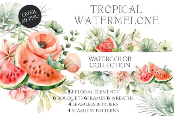 Watercolor Tropical Watermelons for Design