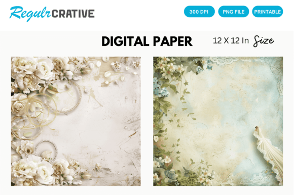 Wedding Bridal Gold Peach Digital Paper