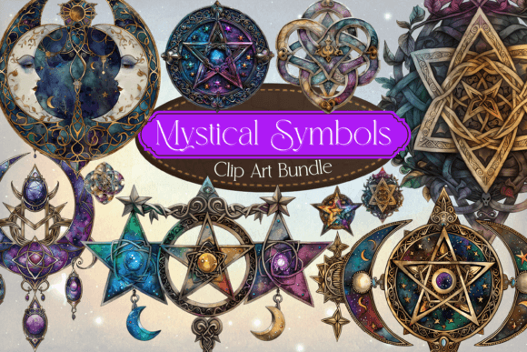 Wiccan Symbols Ethereal Medieval Graphic